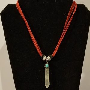 Rock Crystal Pave Crystal Pendulum Necklace